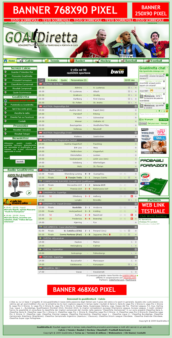 Calcio: Comunicaciones Risultati in diretta, Calendario, Risultati